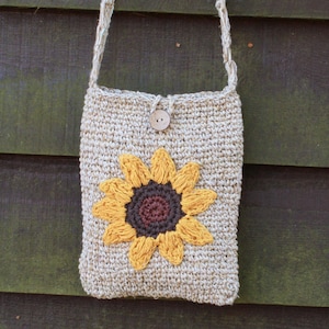 Bolso bandolera de algodón y cáñamo - Bolso con girasoles - Bolso con flores - Bolso con flores - Bordado - Comercio justo - Regalo sostenible - Ético - Pachamama