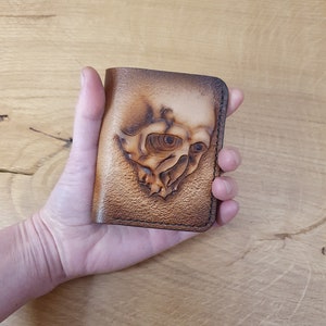 Totenkopf schmale Brieftasche, Kartenhalter aus Totenkopf-Leder, Mini-Geldbörse aus Leder