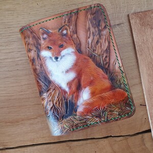 Cartera Fox Cartera de cuero plegable Cartera de cuero repujado