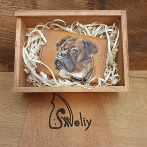 Hundebrieftasche, kleine Lederfrauenbrieftasche, Lederhundebrieftasche, schlanke Brieftasche