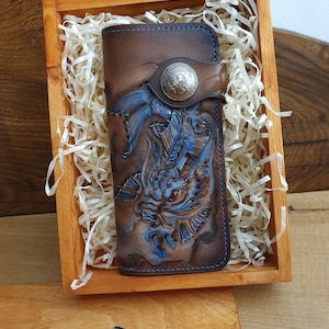Cartera larga con diseño de pez, cartera larga con diseño de dragón, cartera con diseño de pez koi
