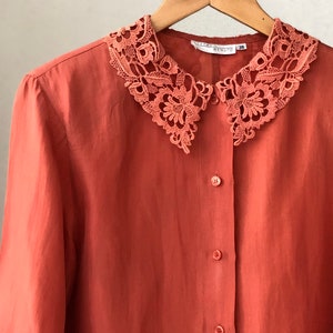 Japanese vintage blouse  levander blouse with lace collar