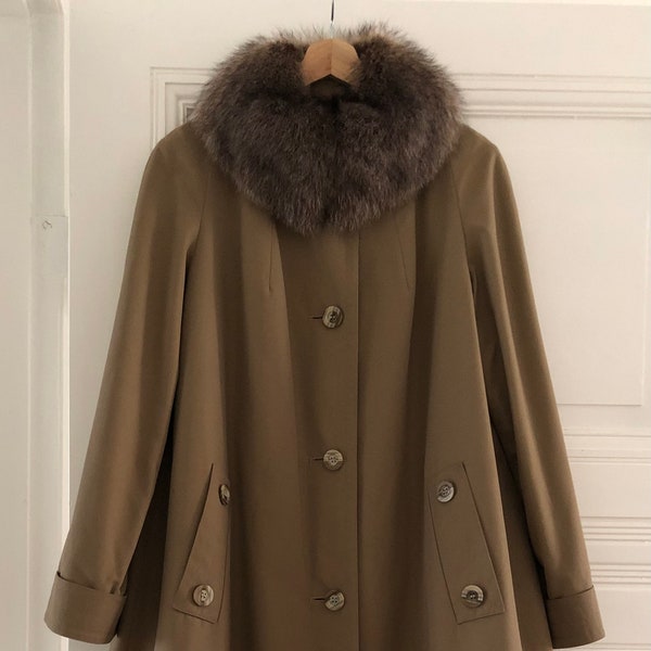 manteau vintage Aquascutum avec col en fourrure taille M