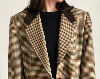 long checkered blazer