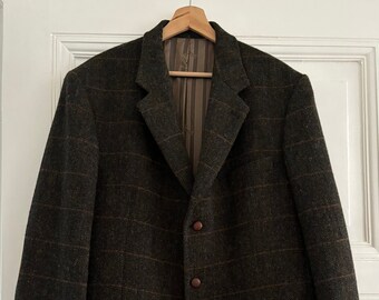 Vintage Harris Tweed Barutti jasblazer met elleboogbeschermers Klassieke sportjas heren