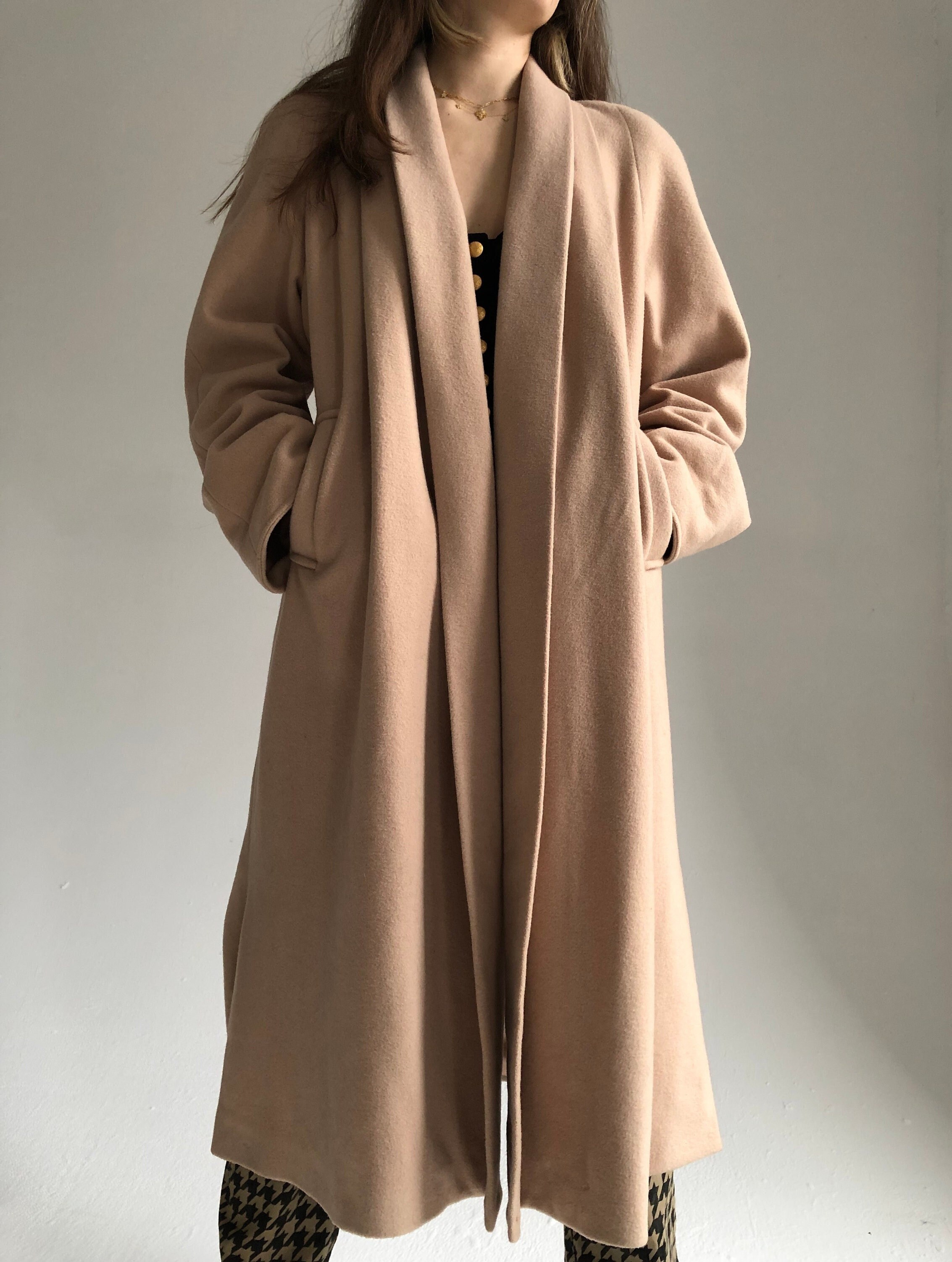 beige wool wrap coat