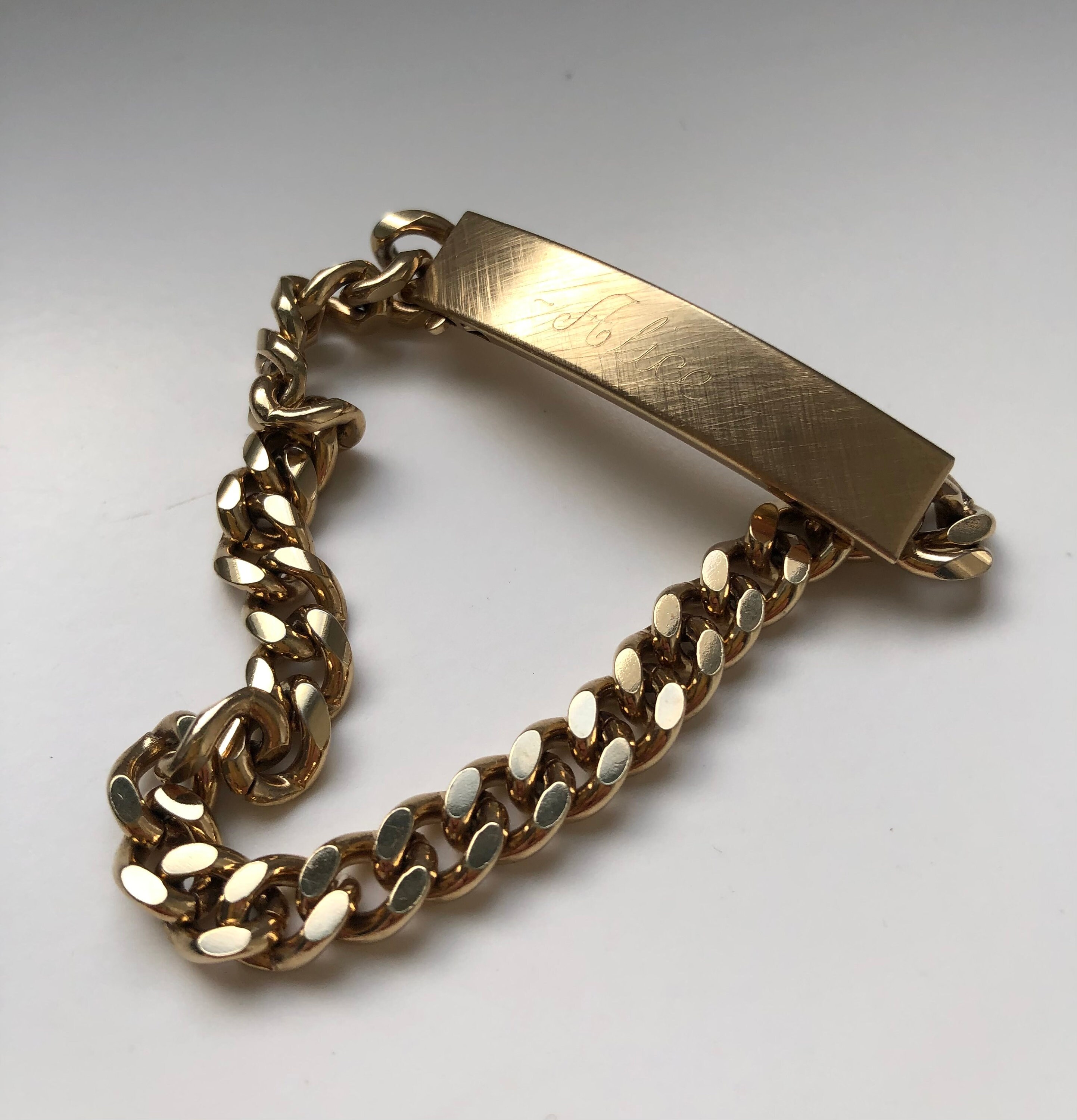 Vintage Speidel ID Bracelet Gold Chain Engraved Etsy