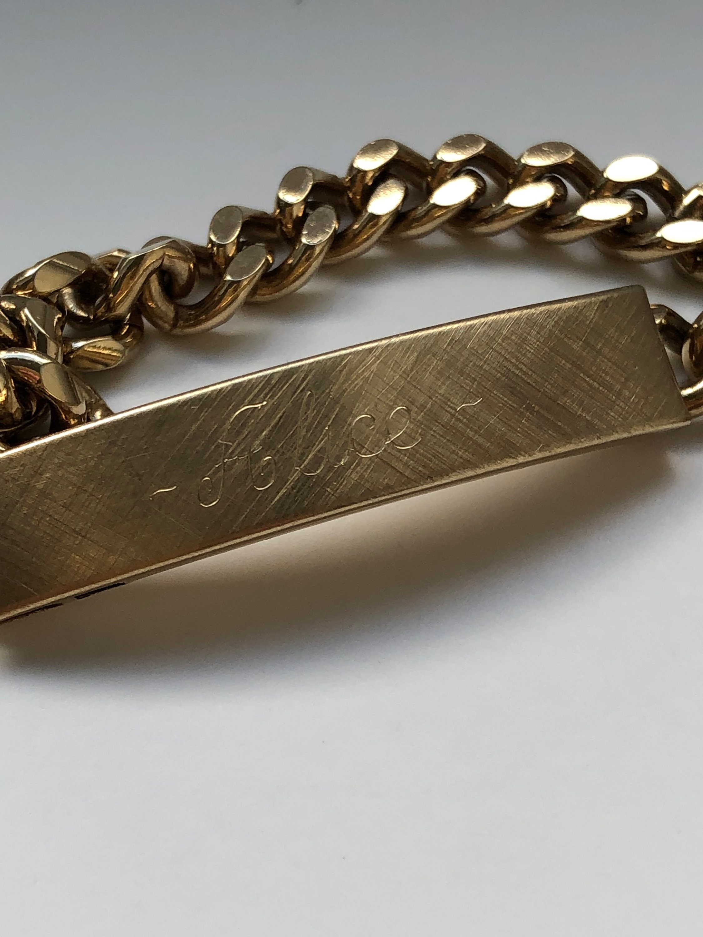 Vintage Speidel ID Bracelet Gold Chain Engraved Etsy