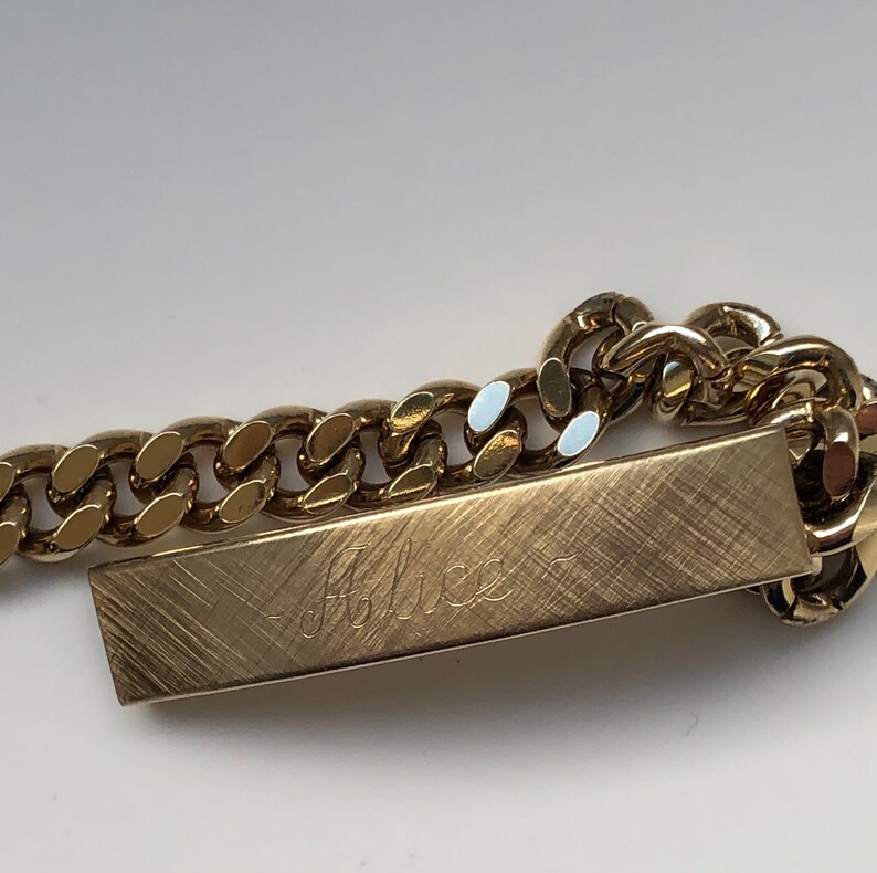 Vintage Speidel ID Bracelet Gold Chain Engraved Etsy