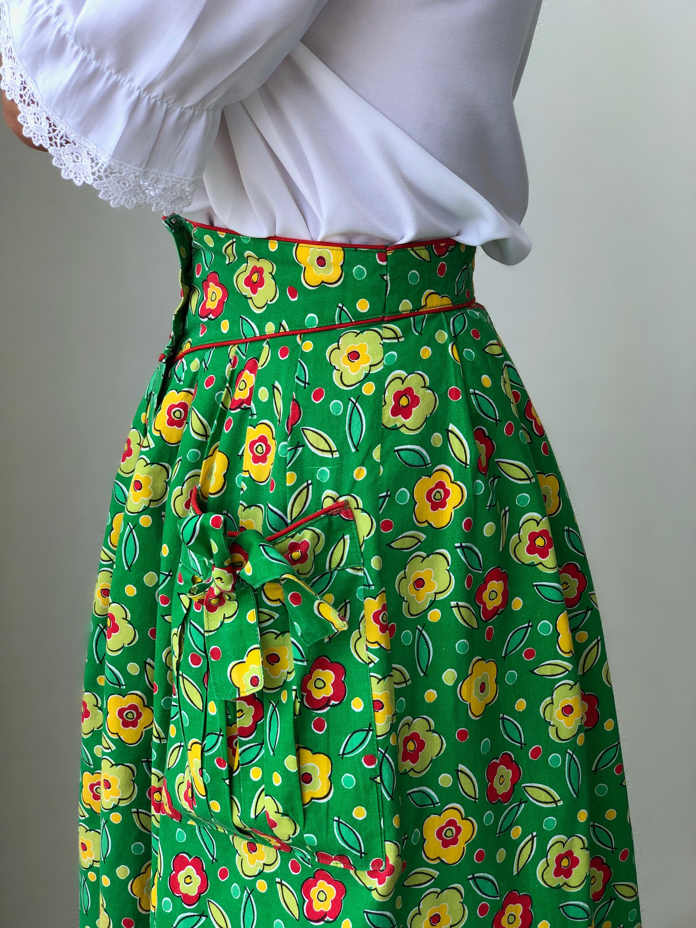 Vintage cottagecore button front skirt High waisted floral Etsy