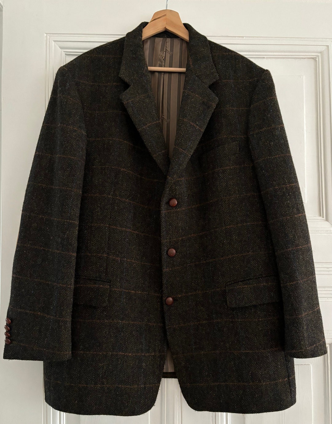 Vintage Harris Tweed Barutti Jacket Blazer With Elbow Pads Classic