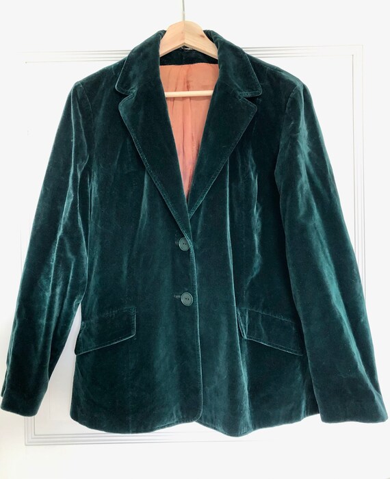 Vintage Emerald Green Velvet Blazer 