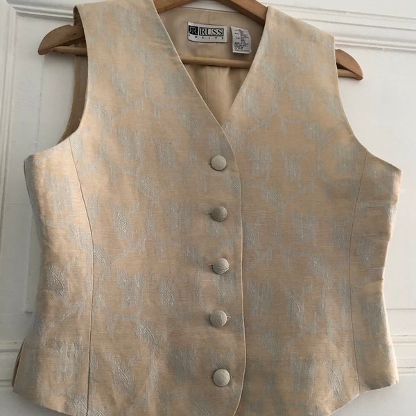 Vintage Blumenweste Leinenweste Gilet S M Größe