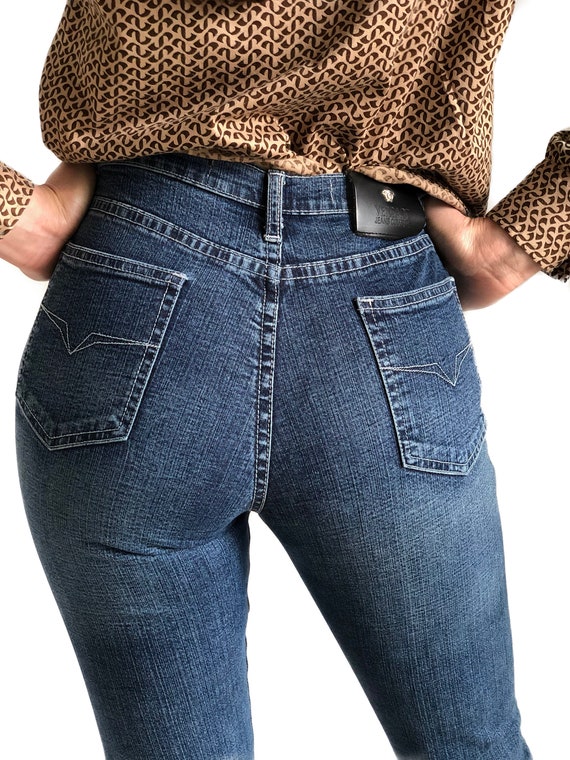 Vintage embellished jeans Versace kitschy beaded … - image 3