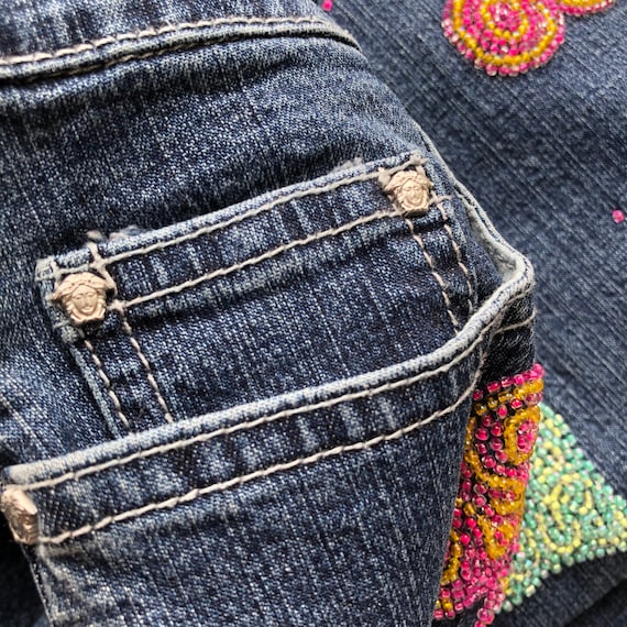 Vintage embellished jeans Versace kitschy beaded … - image 10