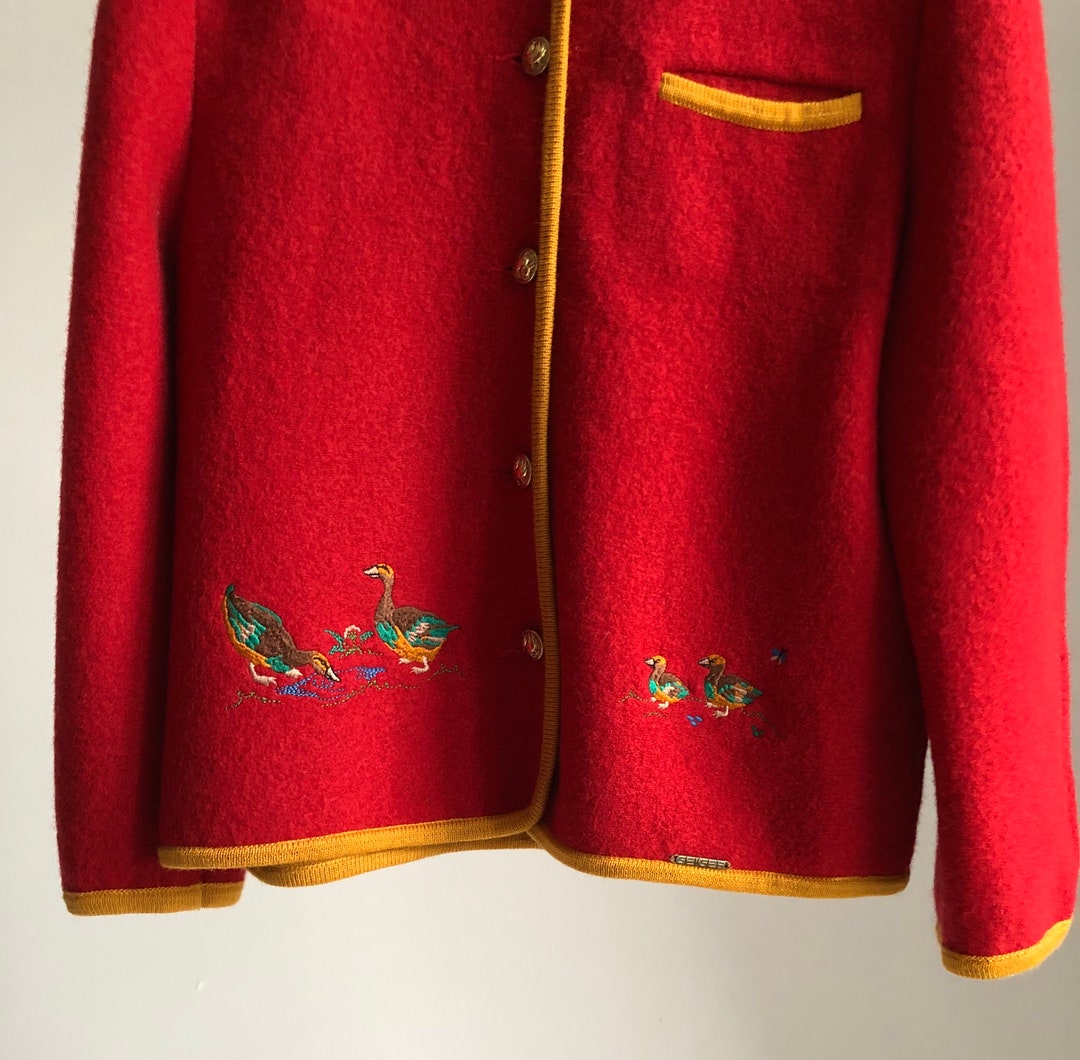 Vintage Geiger Boiled Wool Jacket Austrian Trachten Cardigan Etsy