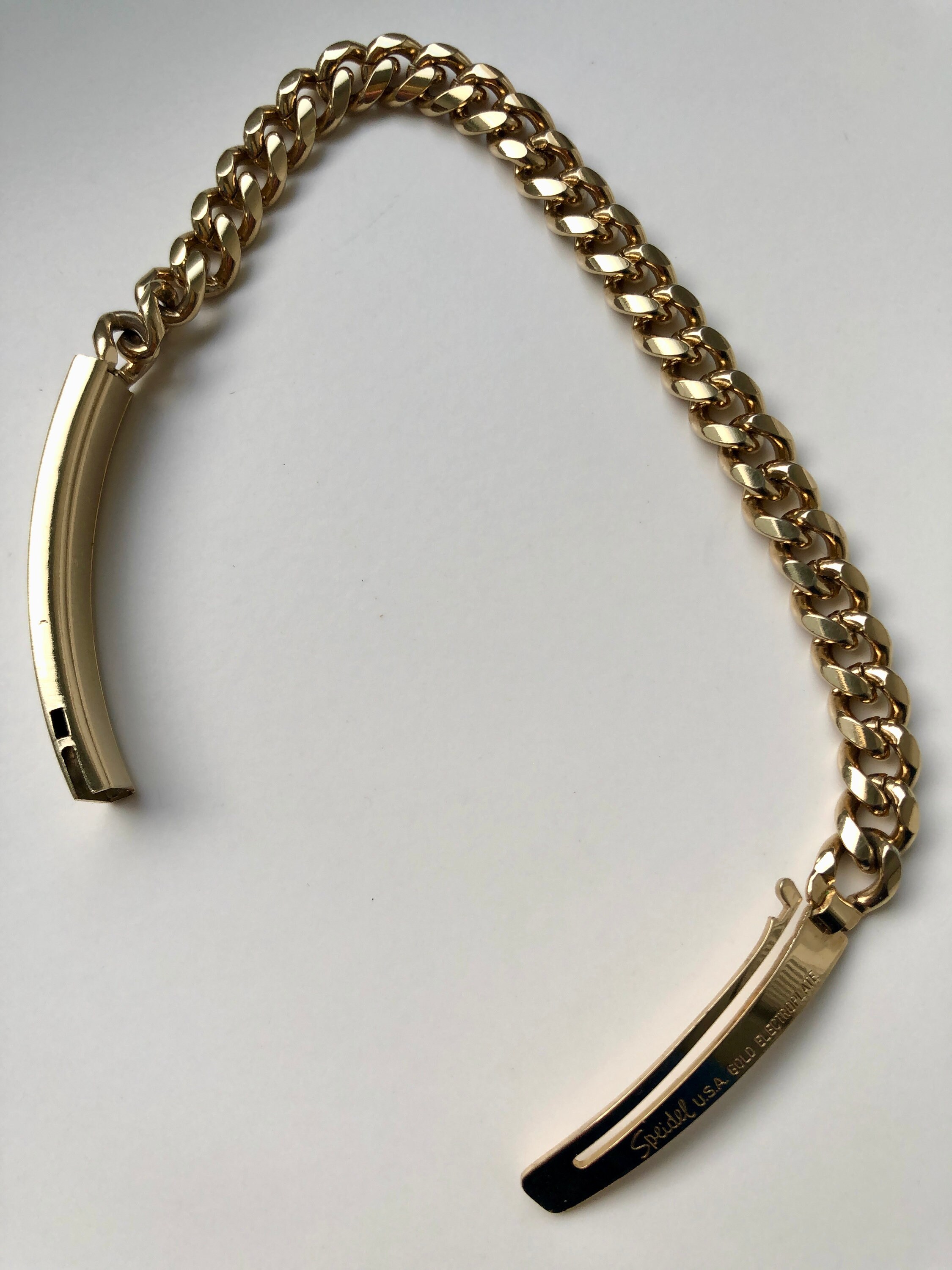 Vintage Speidel ID Bracelet Gold Chain Engraved Etsy
