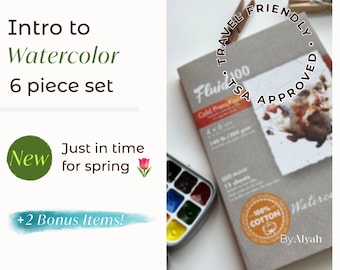 Intro to Watercolor Kit - Travel Watercolor Set - Student Watercolors - TSA friendly art supplies - Minimal supplies - Cotman Paint Palette