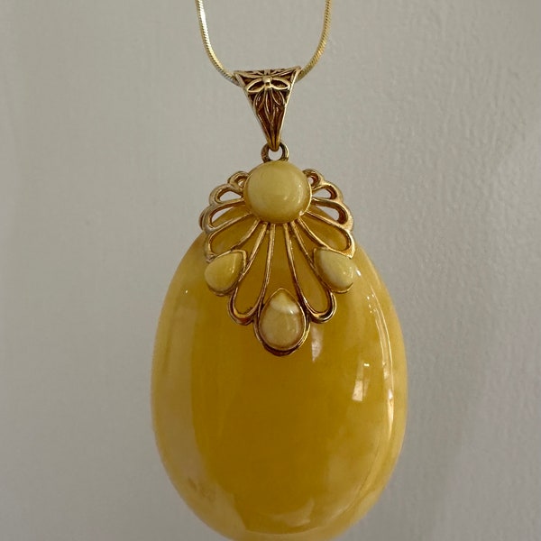 Unique milky amber pendant