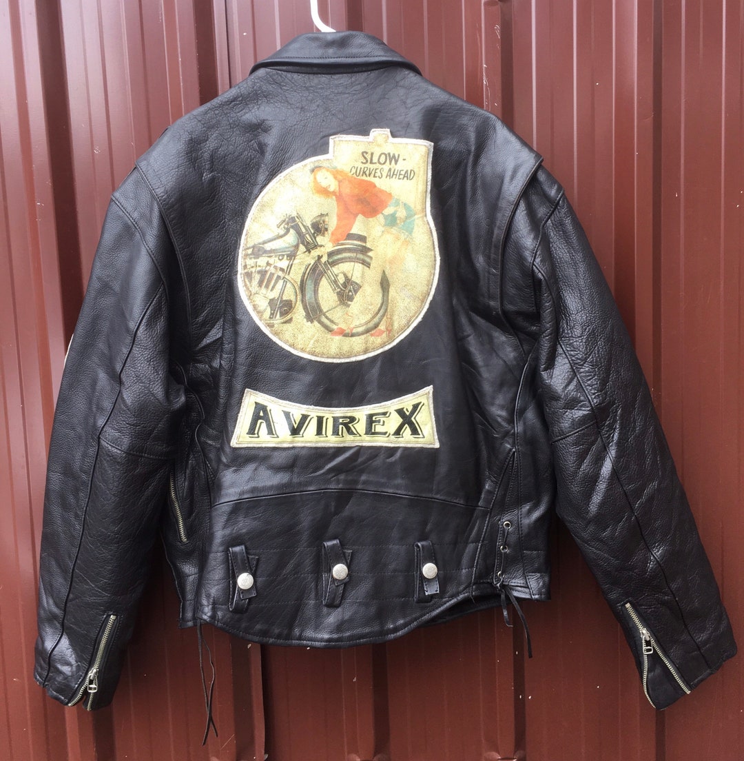 Rare 1991 AVIREX Motorcycle Club Black Leather Jacket Size XL - Etsy