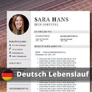 Bewerbungsvorlage Deutsch, Lebenslauf Vorlage für Word, Deckblatt, Anschreiben Anlagen Professionelle Bewerbung, Lebenslauf Modern, CV