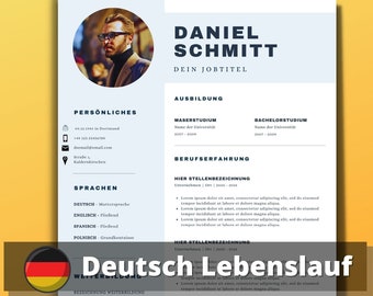 Bewerbungsvorlage Deutsch, Lebenslauf Vorlage für Word, Deckblatt, Anschreiben Anlagen Professionelle Bewerbung, Lebenslauf Modern