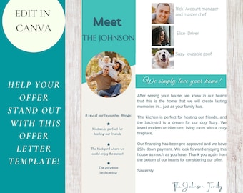 Home Offer Letter Template: Real Estate Cover Letter (Canva Editable)
