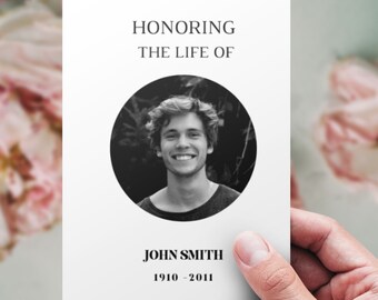 Plantilla de programa funerario con vegetación: Memorial minimalista (descarga digital)