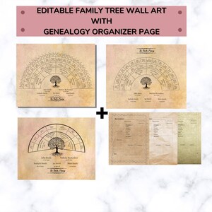 Genealogy Canva Template Bundle – 9 Printable Family Tree Charts, Ancestry Planner Inserts & Wall Decor