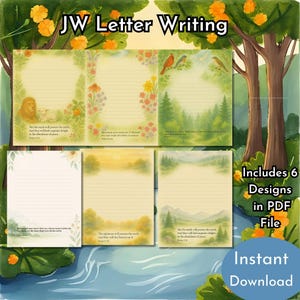 JW Letter Writing Stationery: 6 Lined Designs with Bible Verses (PDF Download)