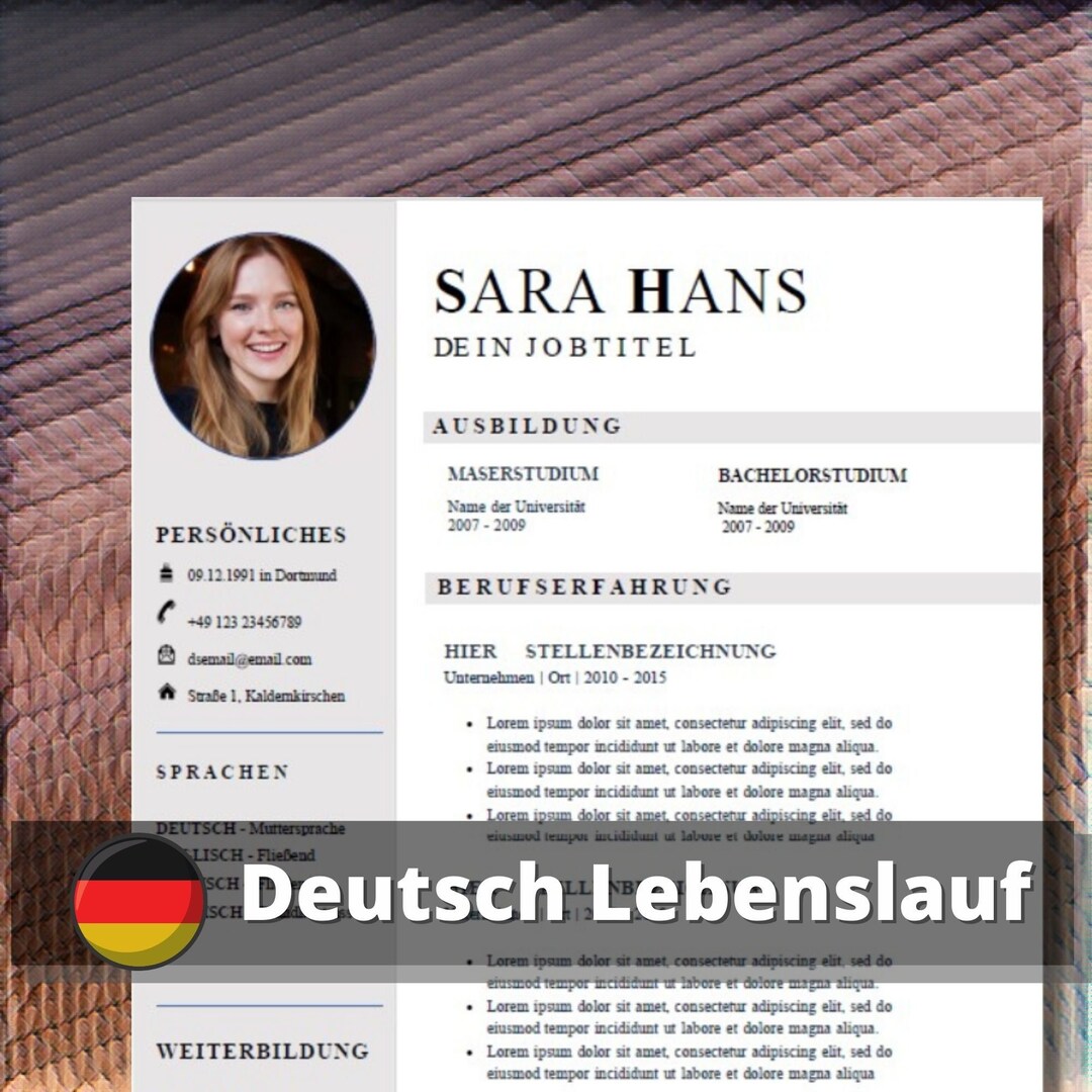 German Resume Template: Modern CV Design for Word (DIN A4) - Etsy