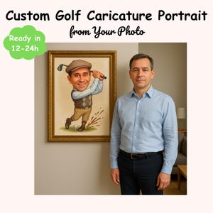 Custom Golf Caricature from Photo – Personalized Cartoon Portrait, Funny Golfer Gift, Father’s Day or Birthday Digital Download