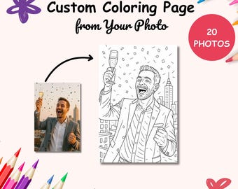 20 páginas para colorear personalizadas a partir de tus fotos: Página para colorear personalizada con foto, libro para colorear con ideas de regalo personalizadas, descarga digital