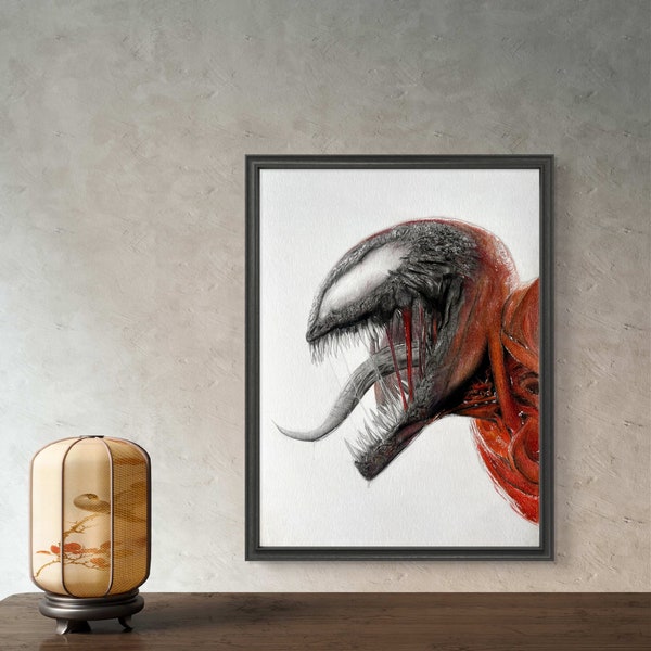 Carnage Art print, Pencil Drawing, Marvel Art Decor, Character Wall Art, Movie Posters, Horror Gifts, Gift, Venom 2 Let There Be Carnage