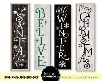 christmas vertical sign Instant SVGDXFSVG Christmas Vertical Sign Bundle of 4 Vol Christmas porch sign svg farmhouse sign 1 vintage