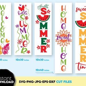 Paquete SVG de letrero de porche de verano - SVG de verano - Decoraciones de granja para porche delantero SVG - SVG de sandía - SVG de girasol partido - SVG de letrero de puerta de entrada