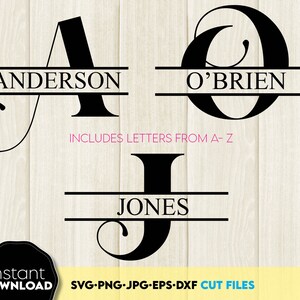 Split Monogramm SVG Bundle, Name Monogramm SVG, Split Buchstaben SVG, Familien Monogramm SVG, Nachname Zeichen SVG, lasergeschnittene Monogramm Buchstaben