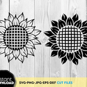 Girasol SVG / Archivo de corte de girasol Corona de flores SVG / Flor SVG / Monograma de flores Archivos Svg para Cricut Silueta Flor Naturaleza Svg Png