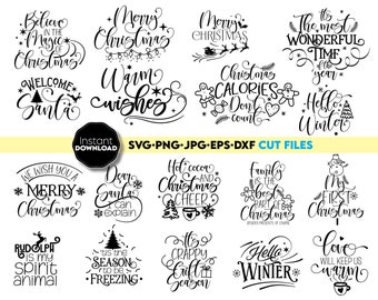 Christmas SVG Quote Bundle, Featuring Festive Holiday Typography Designs for Shirts Decorations Gifts