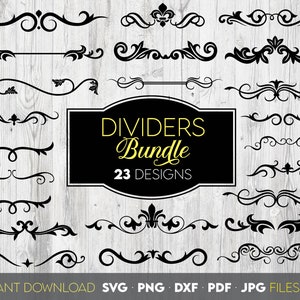 Séparateurs de texte simple svg, lot de lignes décoratives, ornements floraux Svg, séparateur de texte Svg, décoration de texte, fichier pour cricut SVG, Silhouette