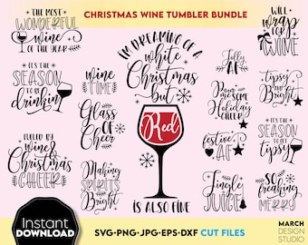 Christmas Wine SVG Bundle: Funny Wine Glass Label Designs (Digital Download)