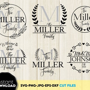 Family Name Monogram Bundle SVG | Family monogram SVG | Split Monogram Letters SVG | Wedding monogram svg | Family Sign svg | Last Name svg