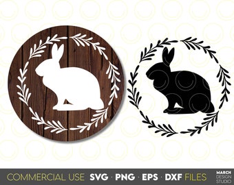 Paashaas silhouet SVG: boerderijkrans, lasergesneden bord (digitale bestanden)