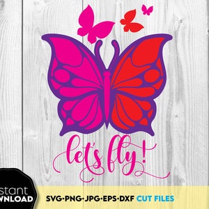 Vamos voar | Borboleta SVG | Estêncil de borboleta | Clipart de borboleta | Borboleta png | Arquivos Svg de borboletas para cricut