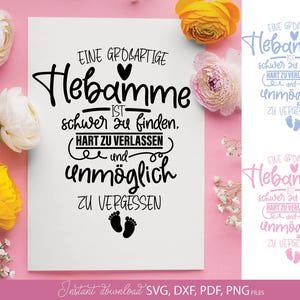 Hebamme Bundle mit liebevollen Sprüchen, Dankeschön Zitaten und Plotterdateien für persönliche Geschenke