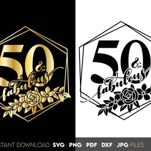 花柄50と素敵なSVG、バースデーシャツデザイン（デジタルダウンロード）