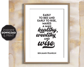 Motivational Quote Art: Benjamin Franklin Print Digital Download