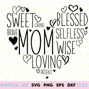 Mom Heart Svg Png, Mom Love Heart Png Svg, Mom Birthday Gift, Mothers Day shirt svg, Mom Life svg, Mom Quotes Mom Sublimation, Laser Files