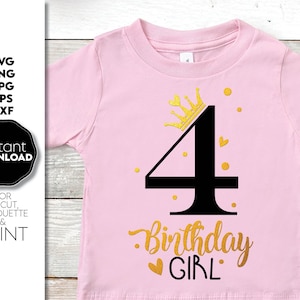 4e verjaardag meisje shirt Png Svg, 4e verjaardag nummer SVG, vierde verjaardag nummer SVG, verjaardag meisje Svg 4e verjaardag prinses gesneden voor Cricut