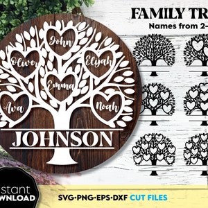 Family Tree SVG | Family Reunion SVG | Family Tree Cricut | Tree Of Life svg | Split monogram svg | Family tree png | Silhouette Clipart